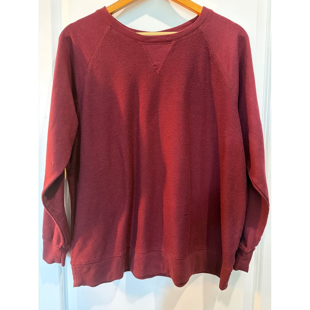 Torrid Womens Burgundy Raglan Sleeve Crew Neck Pullover Sweatshirt Size 0 L XL